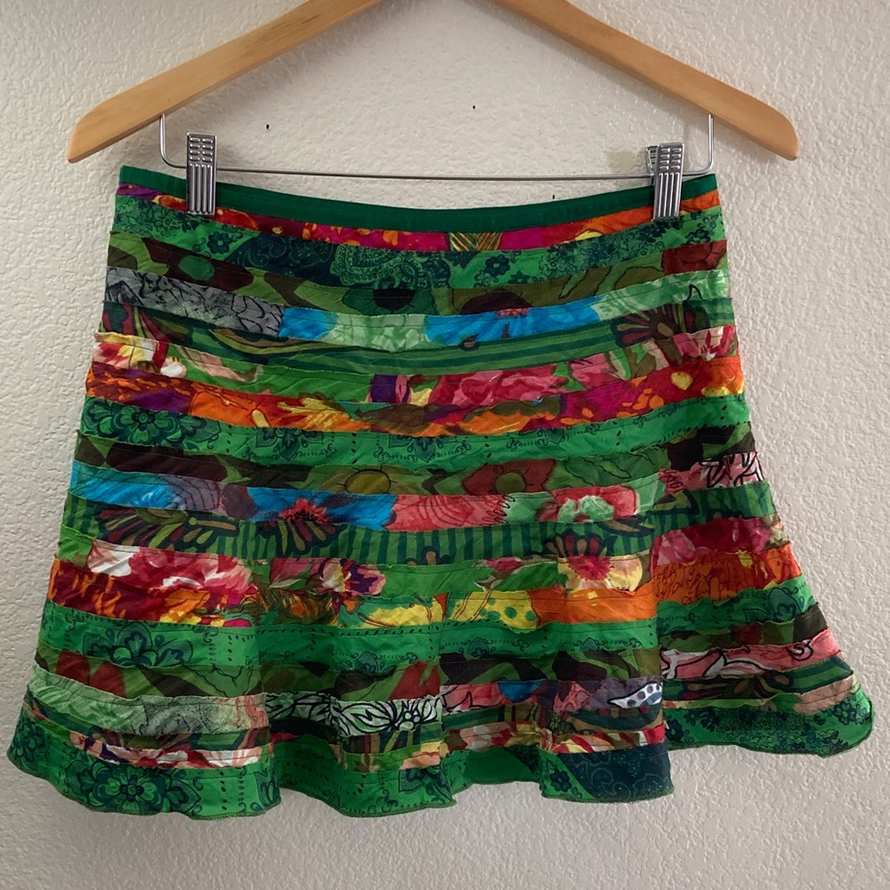 Patchwork layered Floral mini Skirt y2k hippie 1960’s quirky festival